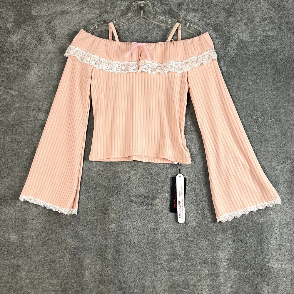 Romwe Kawaii Contrast‎ Lace Top Womens S Pink Coquette NWT